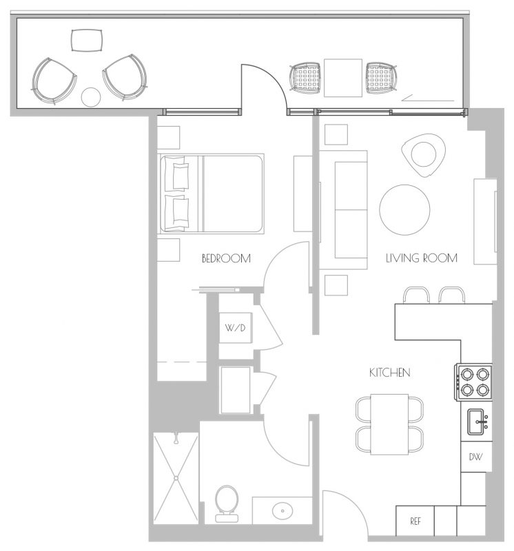 1 Bedroom apartment floor plan A1