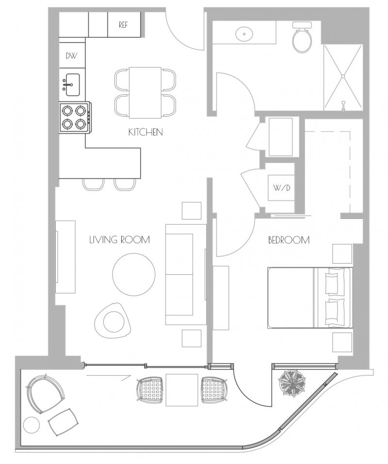 1 Bedroom apartment floor plan A3A