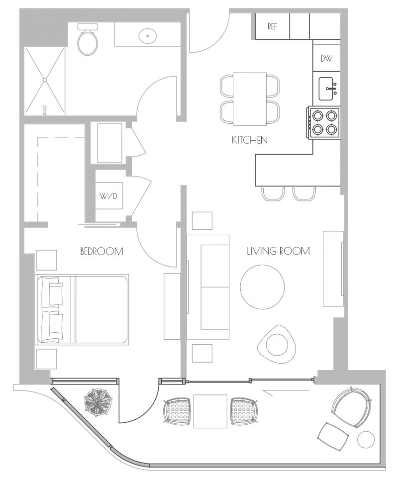 1 Bedroom apartment floor plan A3B