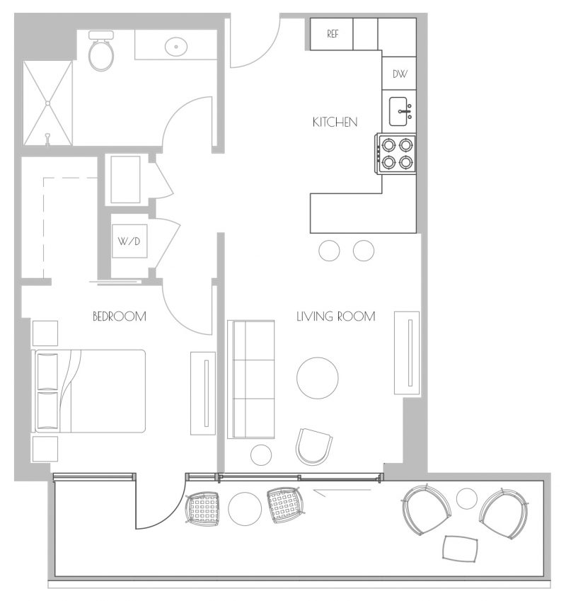 1 Bedroom apartment floor plan A5