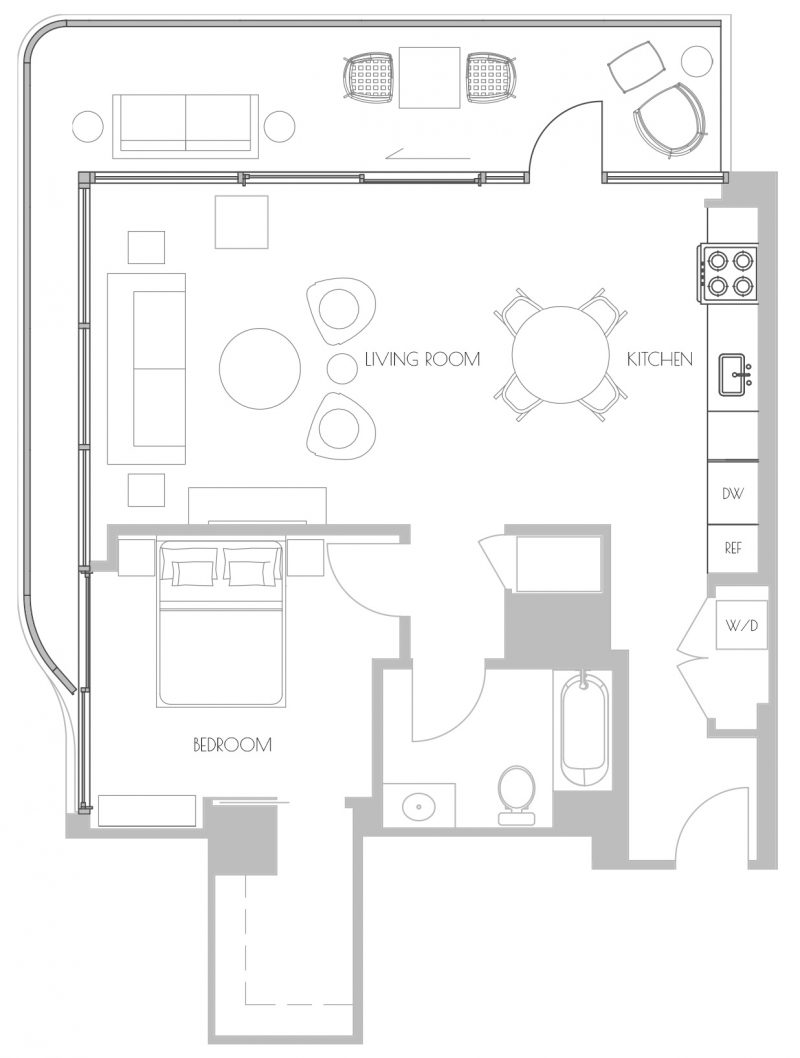 1 Bedroom apartment floor Plan A7