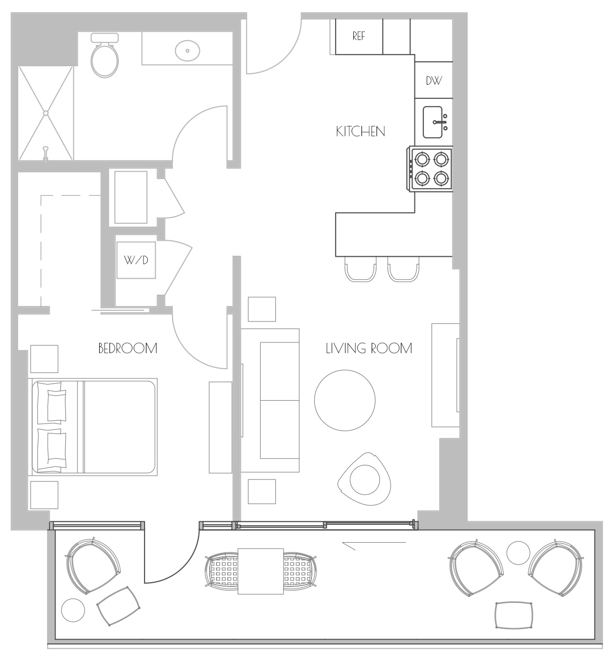 1 bedroom apartment floor plan PH-A6