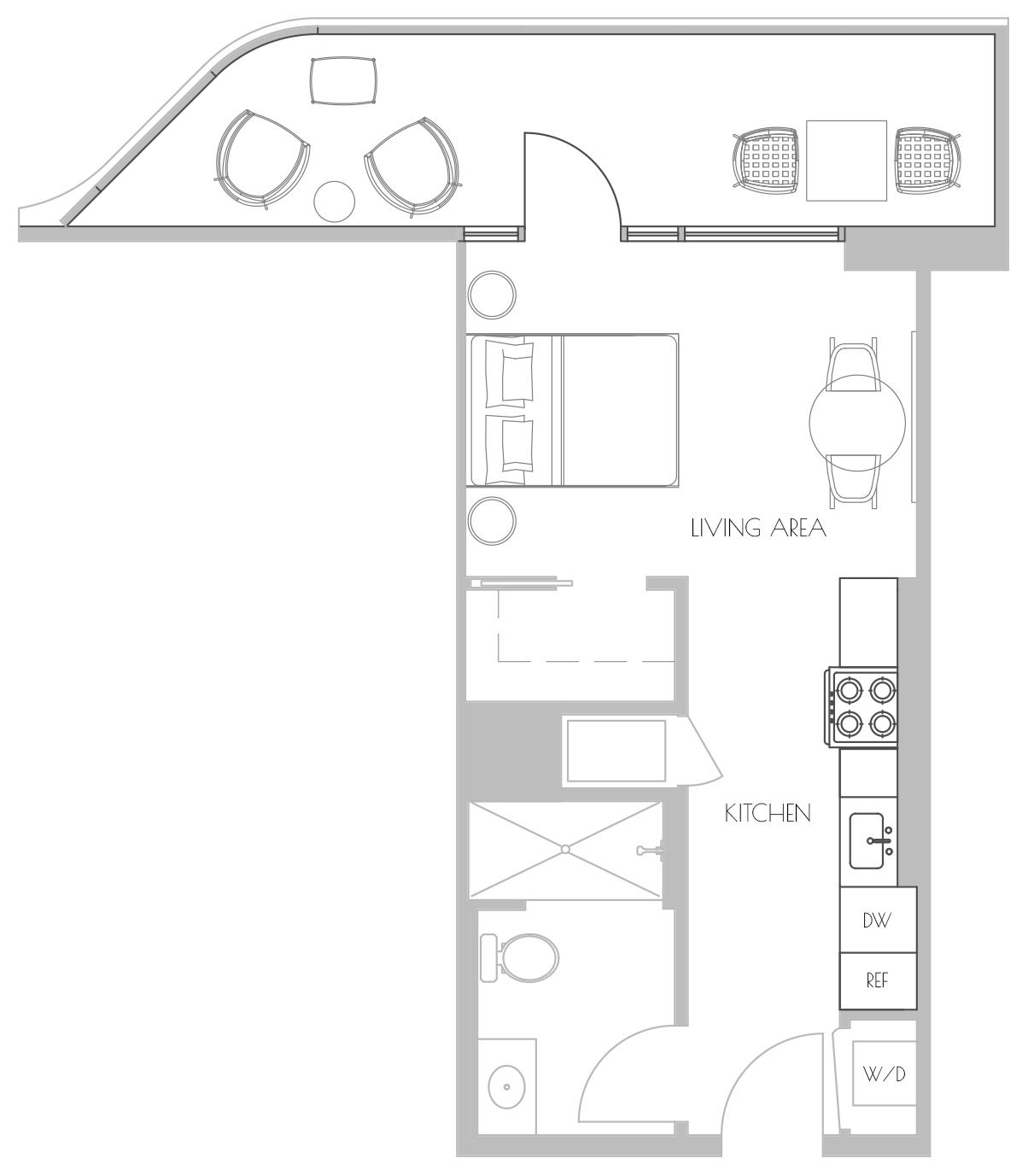 studio apartment floor plan PH-S4