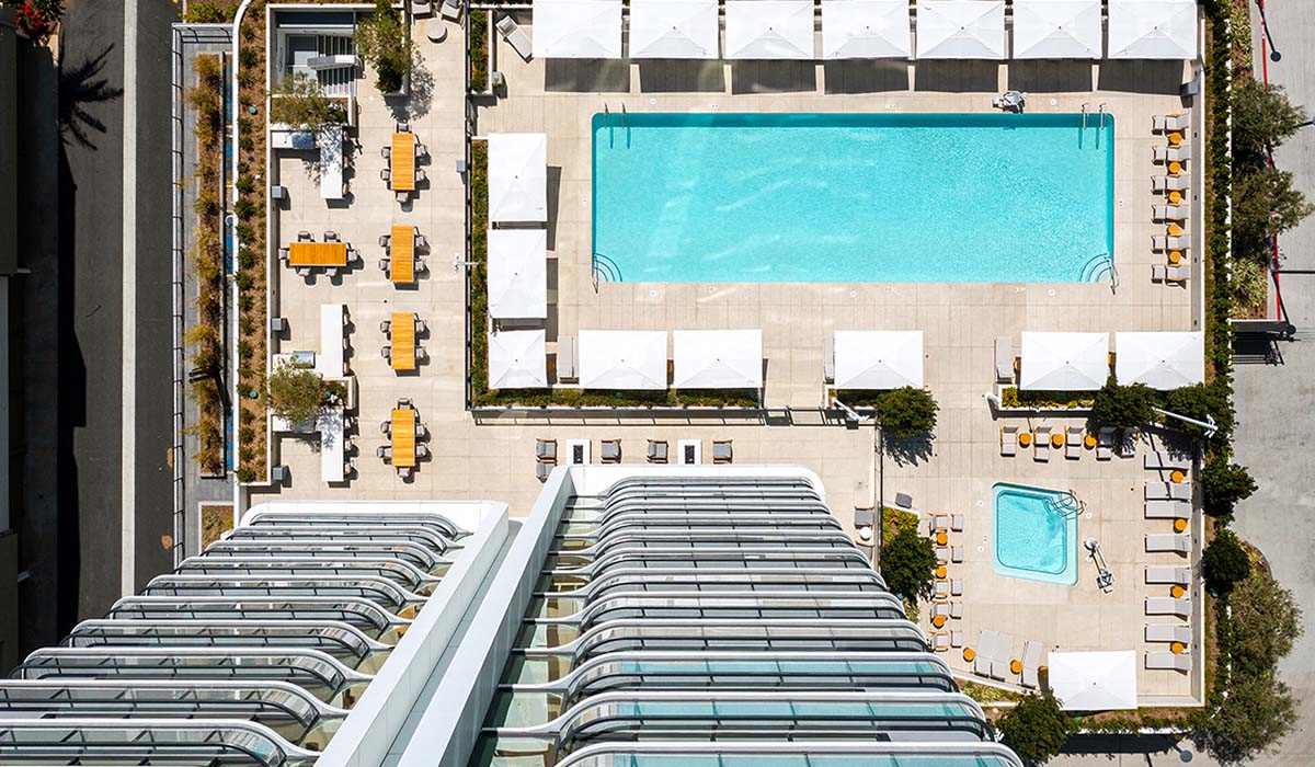 Aerial View of Pool at Landmark Los Angeles
